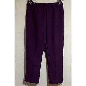 Vintage polyester Dress pants trousers elastic waist purple button 70s Pocket P